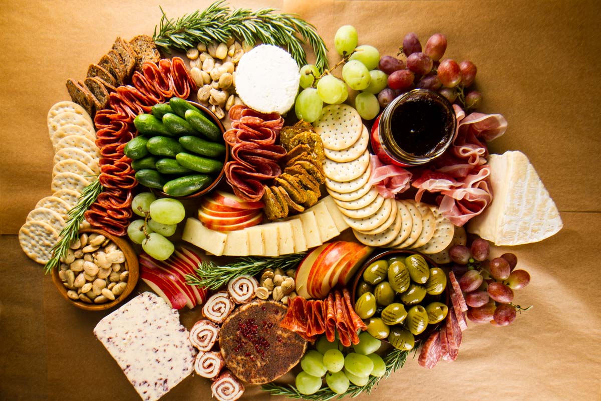 a grazing table showing how much is needed to serve 16-20 people